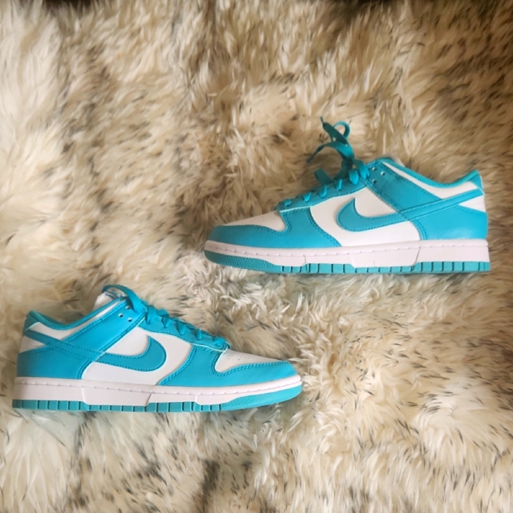 Nike Blue and White Sneakers Low-Top Leather
